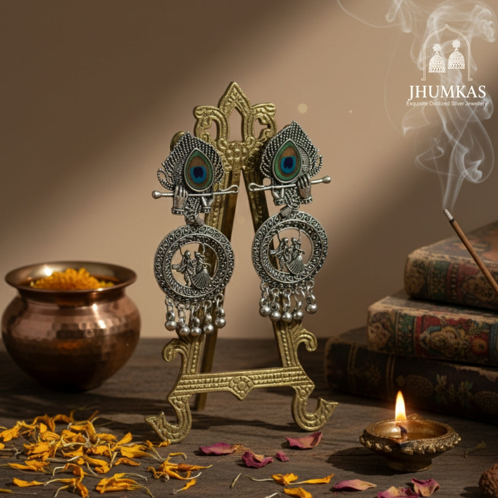 Radha-Krishna Mayur Kirtan Earrings