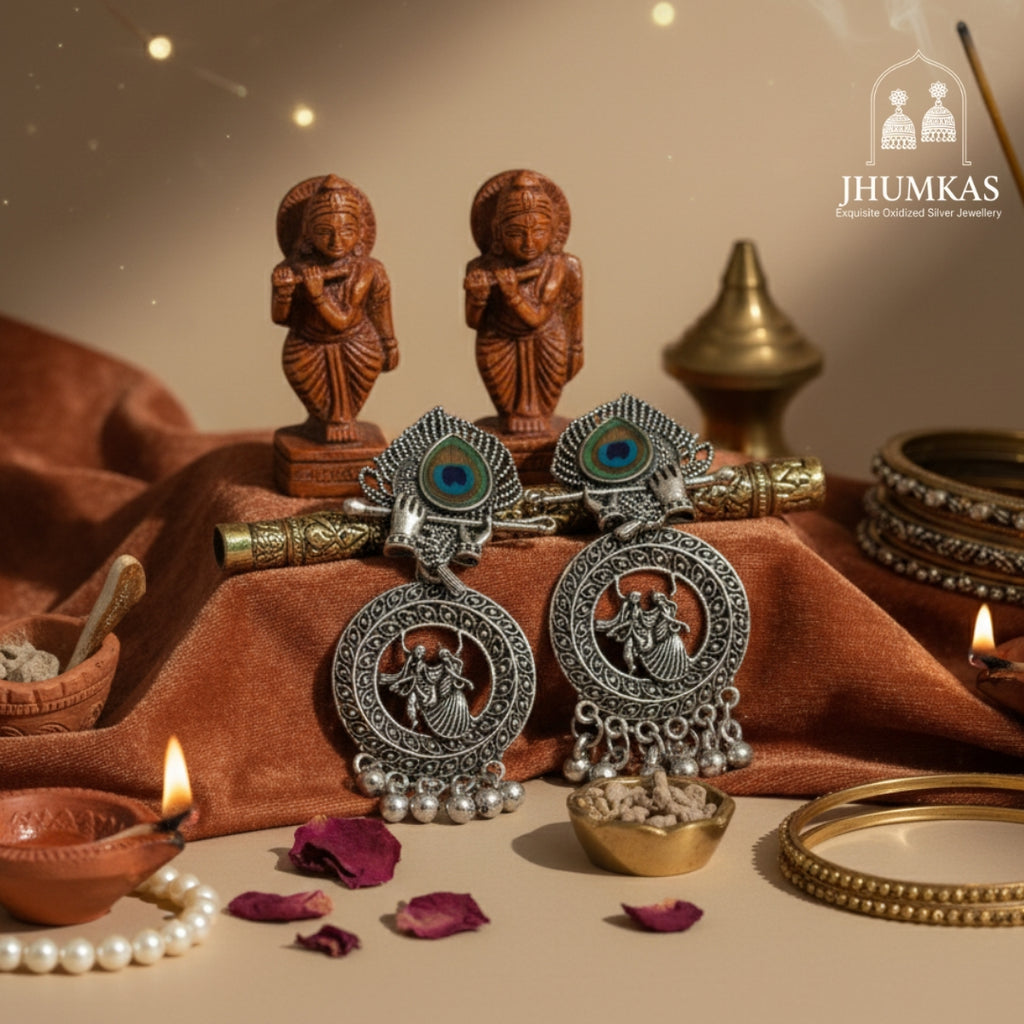 Radha-Krishna Mayur Kirtan Earrings