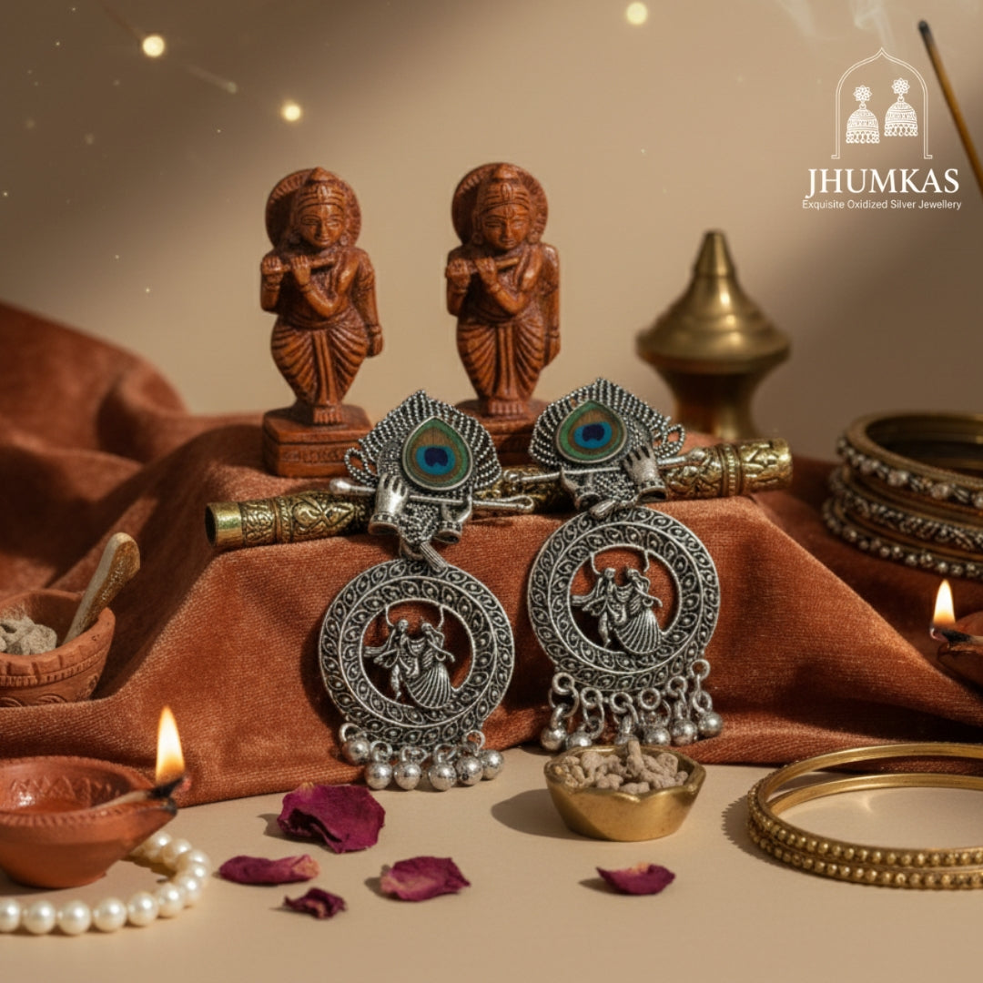 Radha-Krishna Mayur Kirtan Earrings