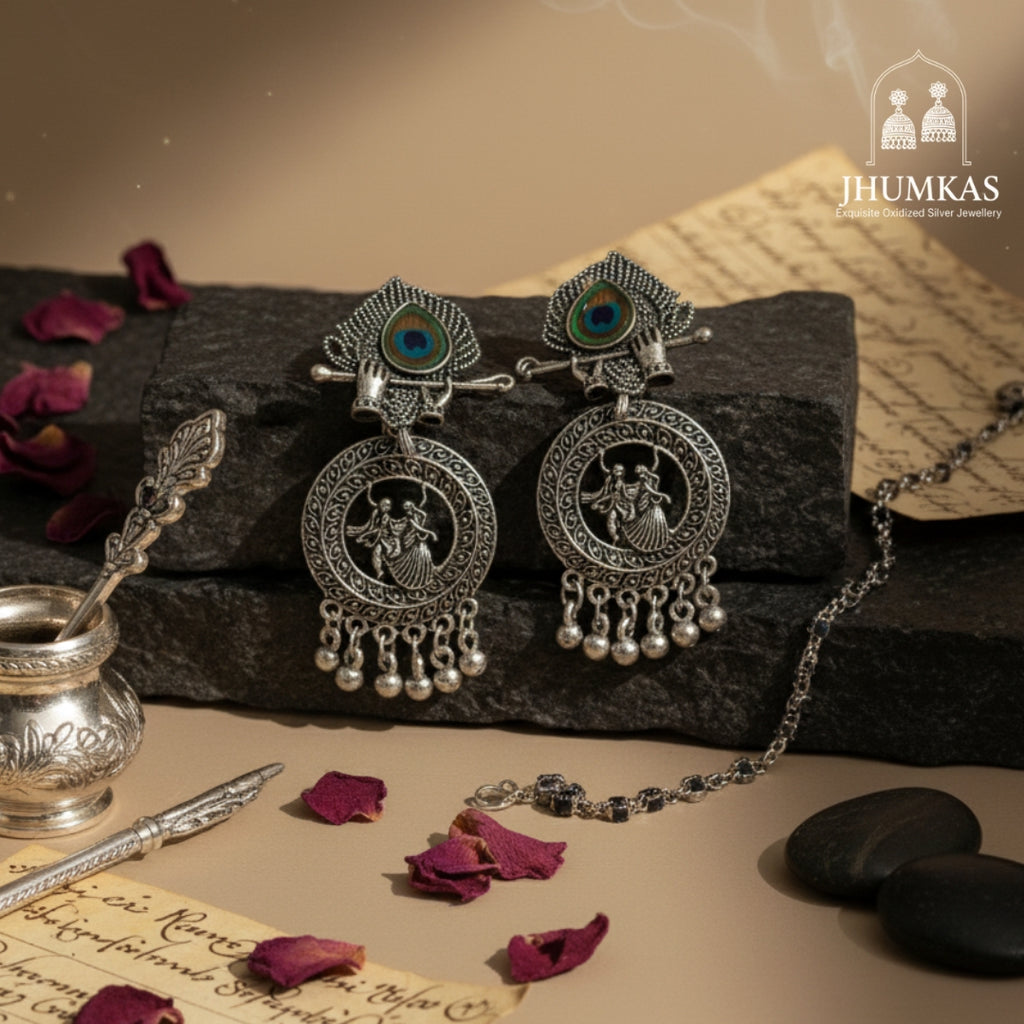 Radha-Krishna Mayur Kirtan Earrings