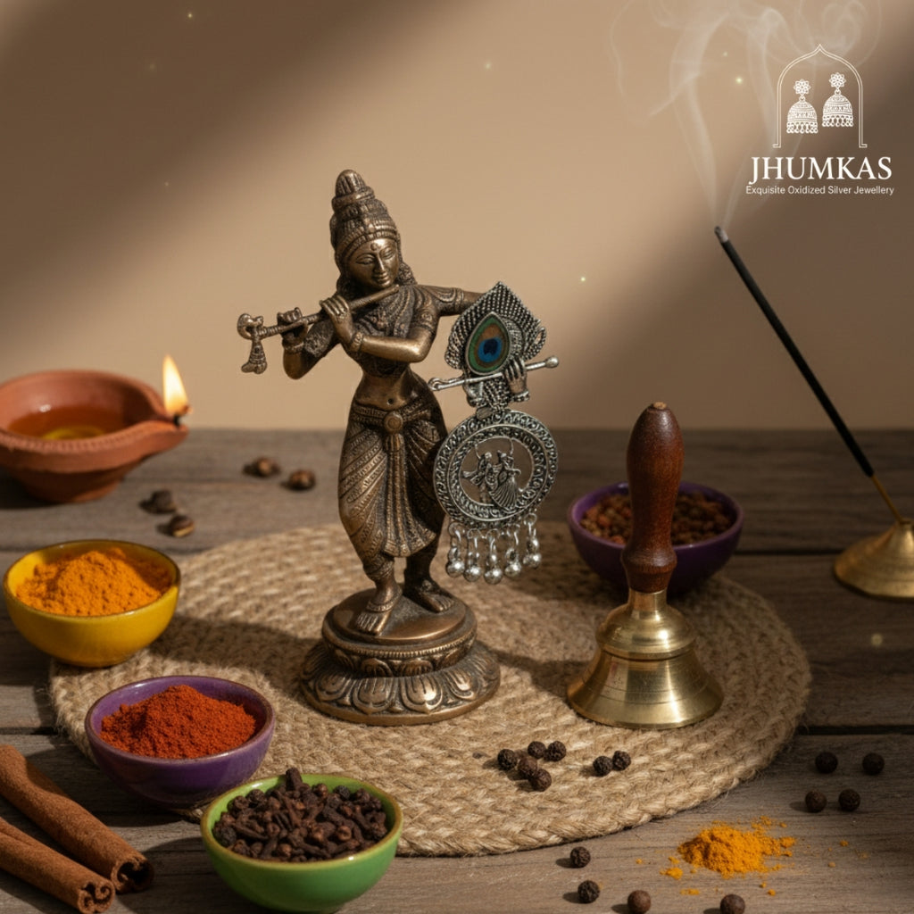 Radha-Krishna Mayur Kirtan Earrings