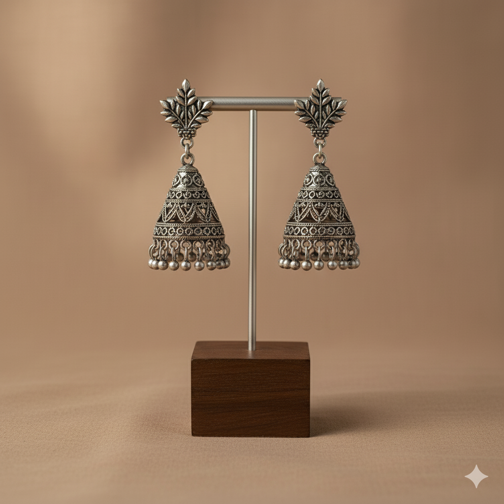 Patra Leaf Top Conical Jhumkas