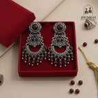 Deep Ruby Chandbali Jhumkas